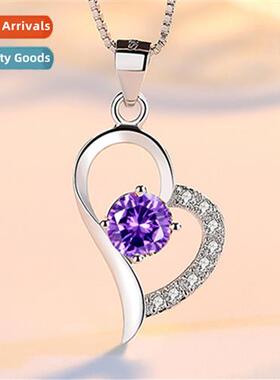 n 925 silver plating in  heart  love pendant fashi amethyst
