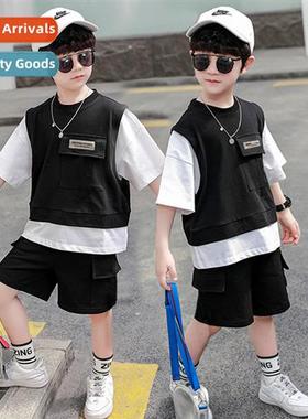 2023 Childrens summer short-sleeved su thin secti tide Fan c