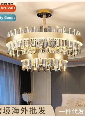 Light luxury crystal chelier villa living room duplex living