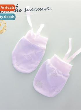 Baby physical anti-scratch face mesh cott gloves summer thin