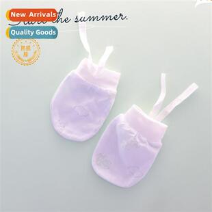 Baby physical anti-scratch face mesh cott gloves summer thin