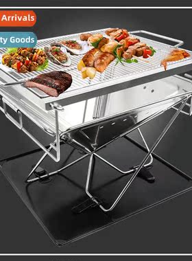 Outdoor three adjustable barbecue grill camping cvenient fol