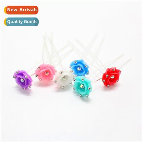 Bridal Plate Hairpin Crystal Hair Fork n Rose wh Diamd Hairp