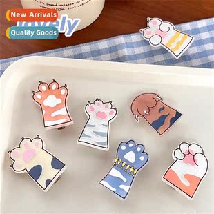 cute bangs acrylic side heart girl clips claw cat carto