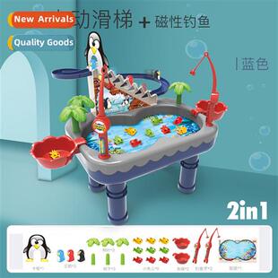 Penguin climbing stairs magnetic fishing toys pool set child