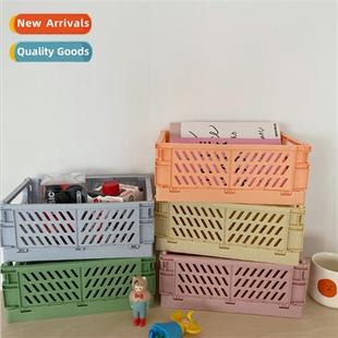 collapsible color storage box multifunctia ins desktop cream