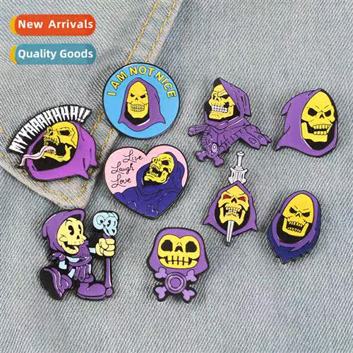 Alloy Enamel Shirt Brooch Purple Turban Skull King Hundred w