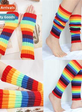 Rainbow Arm Sleeves Rainbow Sock Sleeve Set Korean versi   m