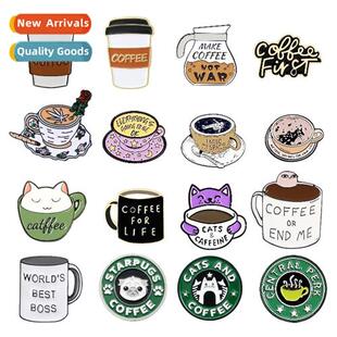 Creative carto cfee cup collecti brooch men and women clothi