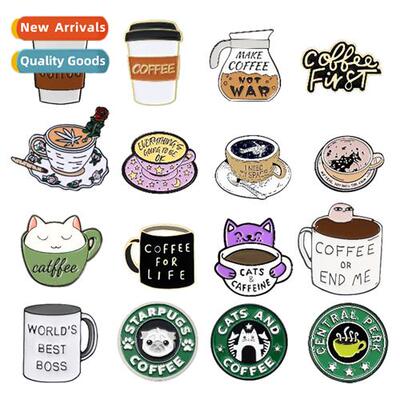 Creative carto cfee cup collecti brooch men and women clothi