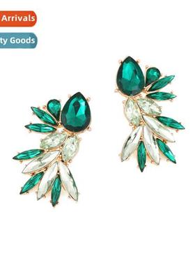 exaggerated creative geometric colored diamd earrings persal