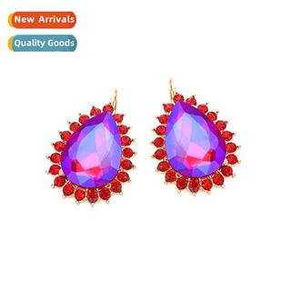 Persalized temperament encrusted stained glass earrings set