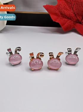 Zodiac rabb stud earrings pink cute students this year guard