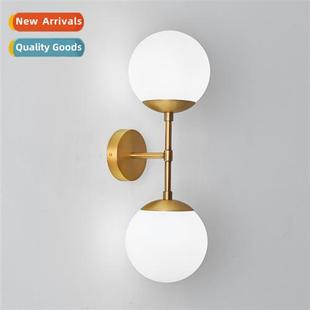 Scinavian simple glass orb wall lamp living room bedroom stu