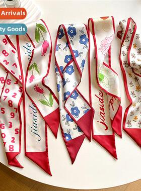 Ambient   fashi red small silk scarf women double-sided spri