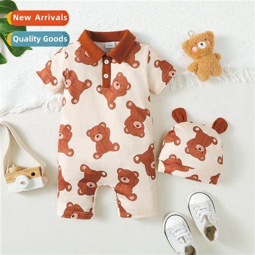 ins baby spring  fall  2023 new n bear print short-sleeved e