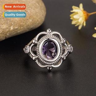 Ring Enga Set Womens American Black Silver Thai Ruby New