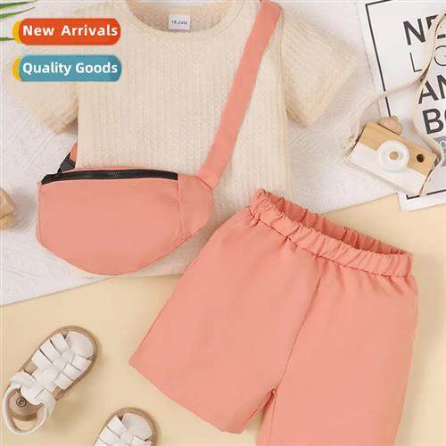 Girls spring  autumn  2023 new n solid color short-sleeved t