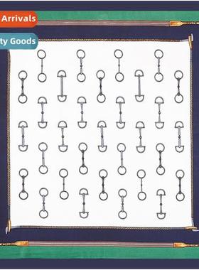 2022 new 60cm satin chiff small silk scarf ladies metal buck