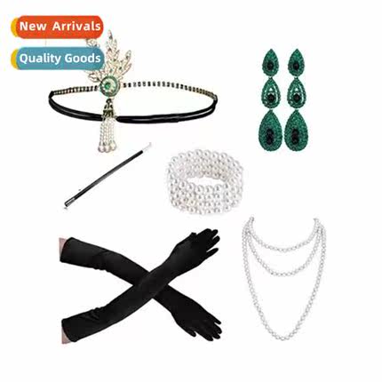 1920s Gatsby Bachelorette Party Set Decorati Headdress Neckl