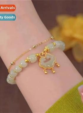 2022 new natial style Xiangyun peace lock  field jade bracel