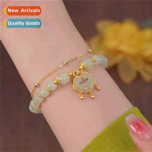 2022 new natial style Xiangyun peace lock  field jade bracel