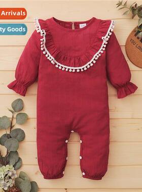 ins baby spring  autumn  2023 new n solid color baby girl ba