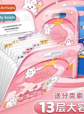 Multi-layer portable a4 folder elementary school rolls stora