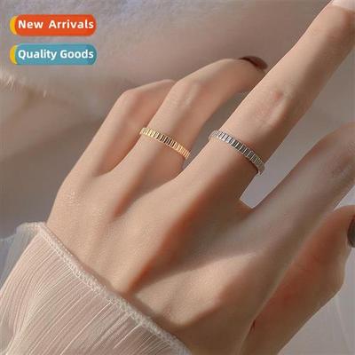 New fashi persalized trapezoidal ring stripes   ins simple l