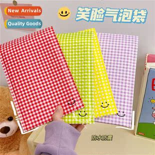 smiley face bags wind envelope courier cute plaid Ins color