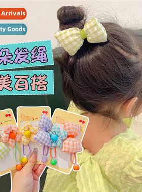 Tie  pytail double head headband children flowers lear band