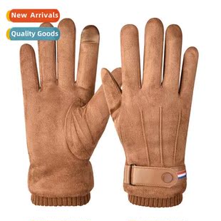 Mens Suede Gloves Three Ribs Winter Warm Extra Lg Velvet Thi