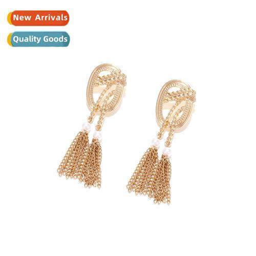persaly retro chain tassel earrings light luxury senior lg s