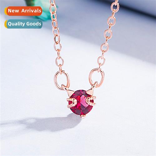 n Mori lerature rose ruby cat necklace female rose gold cute