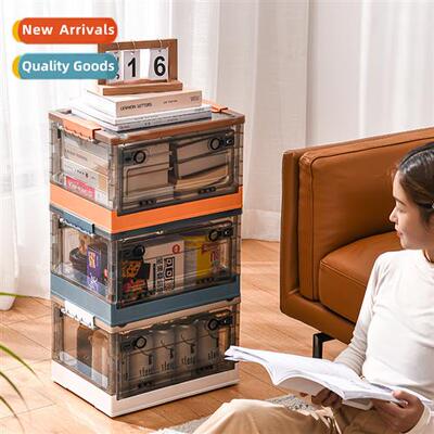 Transparent large storage box foldable bookcase car storage