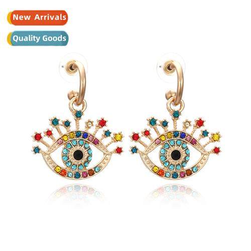 New exaggerated colorful devils eye earrings retro fashi all