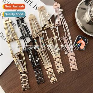适用apple watch bracelet beads jewelry metal strap apple wat