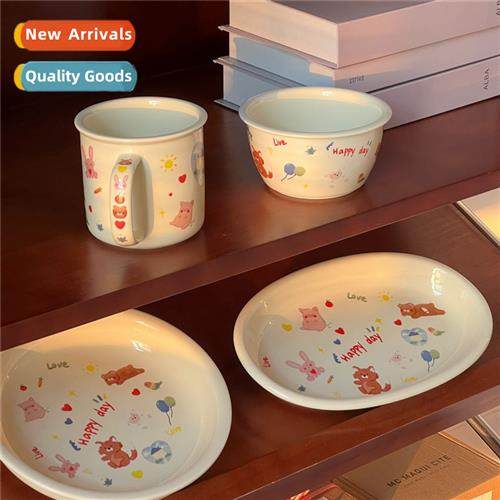 Korea ins style cute cream bunny household tableware dessert