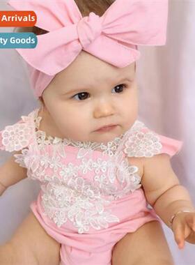 2019 Female Toddler Summer Pink Lace Floral One Piece Triang