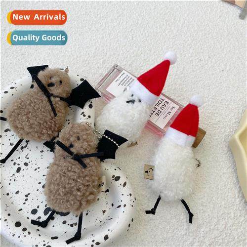 cute ins wind Christmas bird series bat plush keychain coupl