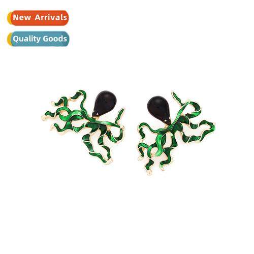 persaly fashi alloy oil drop octopus earrings temperament cr