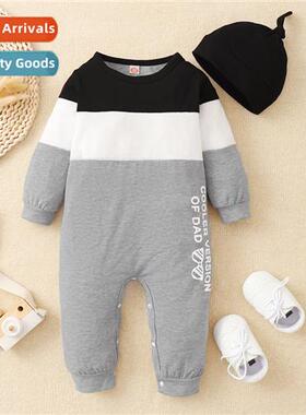 ins baby spring  fall  2022 new n striped printed esie pajam