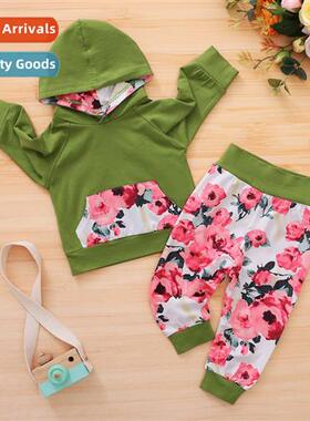 Girls Spring  Autumn 2021 New n Flower Print Lg Sleeve Hoode