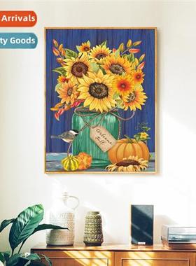 New botanical flowers hmade simple thread embroidery sunflow