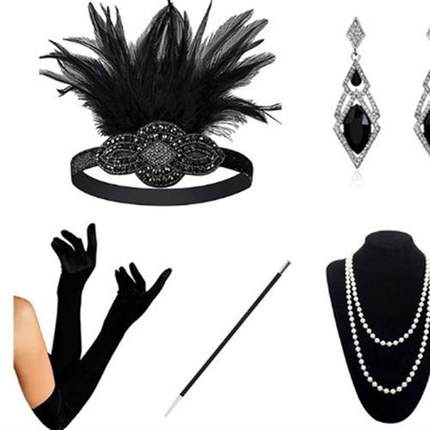 1920s Flapper girl dress Halloween party pop set decoratis