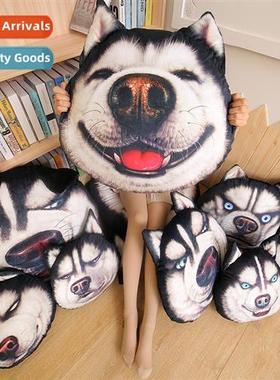 Cute husky plush toys pillow doll small dog head doll simula