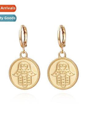 New simple geometric copper gold-plated earrings fashi palm