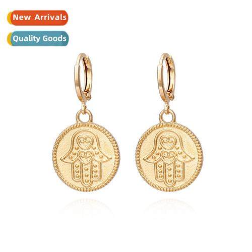 New simple geometric copper gold-plated earrings fashi palm