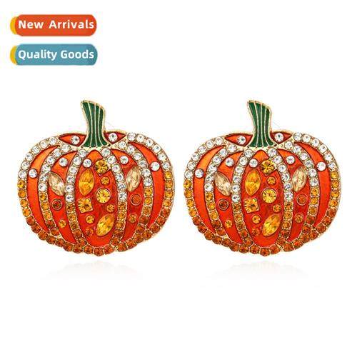 creative alloy colorful diamd earrings retro fashi pumpkin e