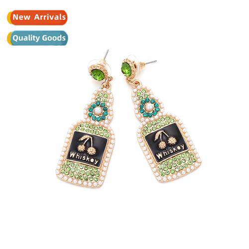 fashi design   alloy oil drop inlaid rhineste cherry whiskey